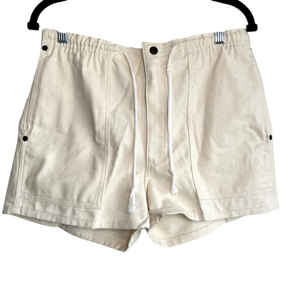 DICKIES Ivory Canvas‎ Drawstring Shorts Womens 32 Skater Surfer Summer - Picture 1 of 6